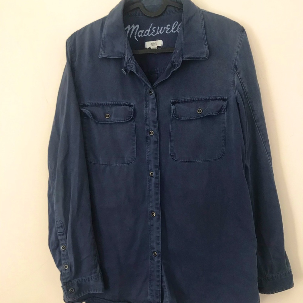 Madewell blue button down shirt size medium